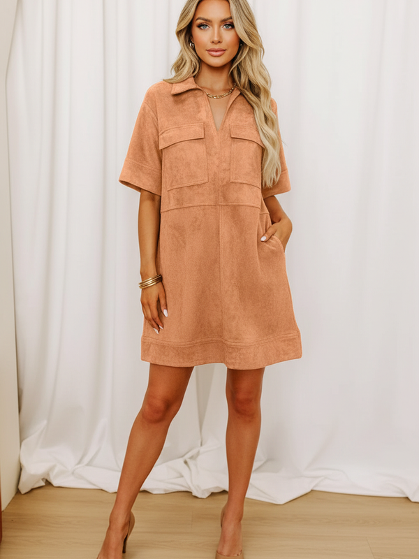 Robe Col Johnny Manches Courtes Poches Rétro