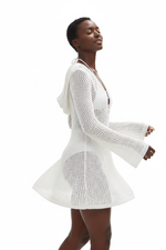 Robe Crochet Cover-Up Balnéaire – Col en V & Anneau O-Ring | Silhouette-Chic