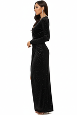 Robe Midi Velours Glamour — Fente Latérale & Fronces | Silhouette-Chic
