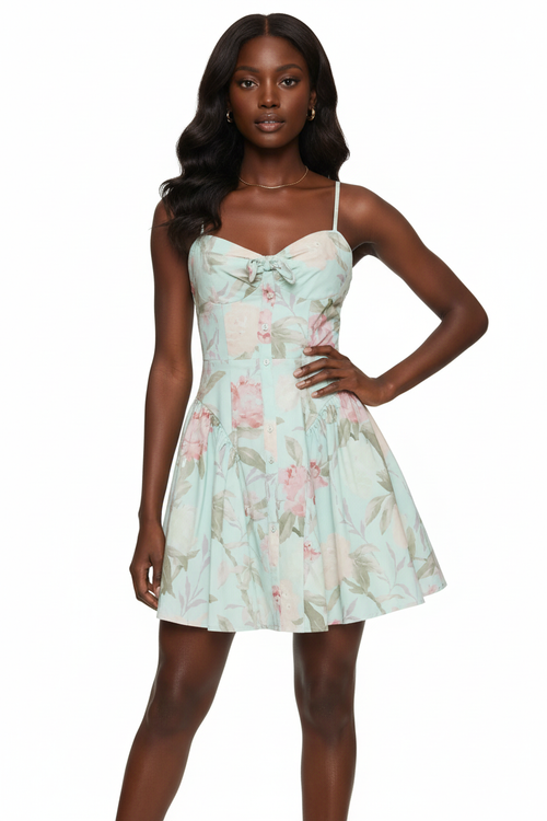 Mini Robe Halter Imprimé Floral - Charme Estival | Silhouette-Chic