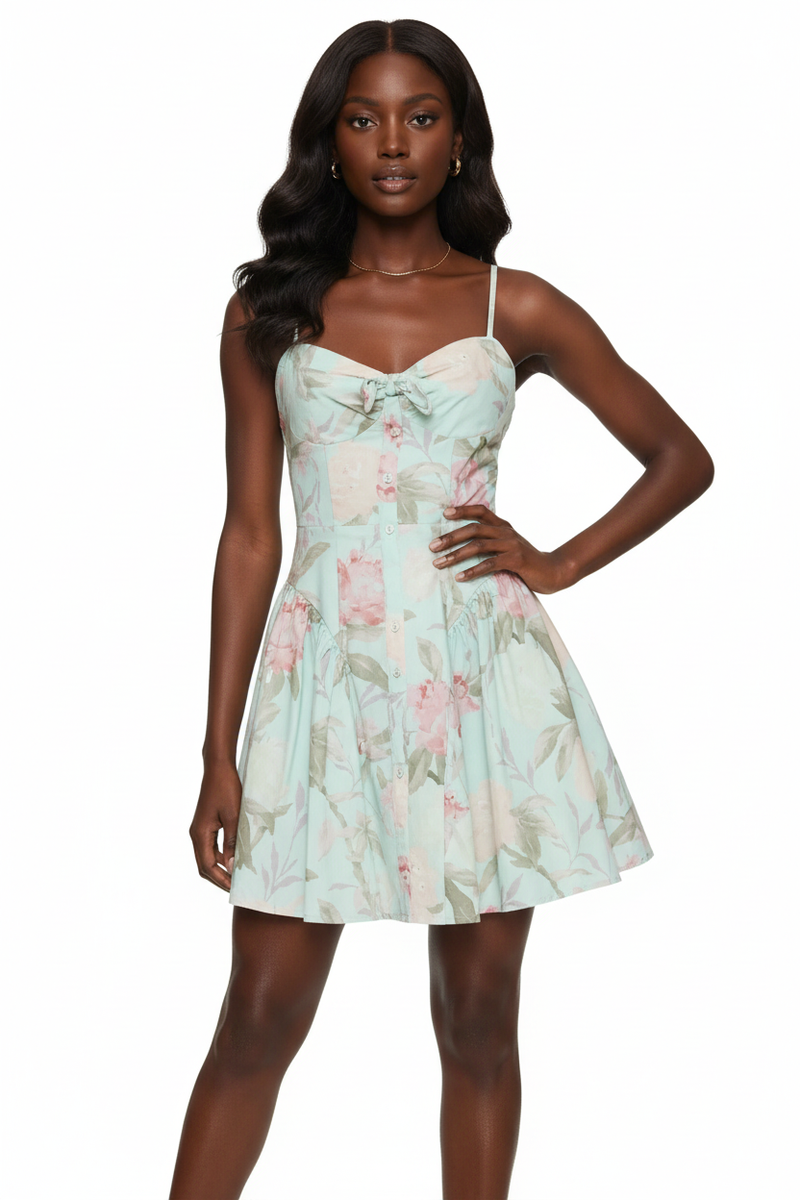 Mini Robe Halter Imprimé Floral - Charme Estival | Silhouette-Chic