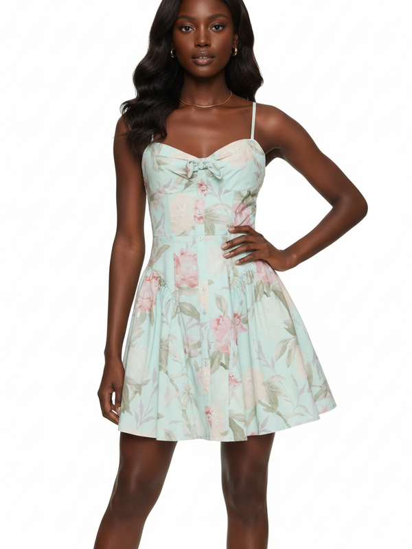 Mini Robe Halter Imprimé Floral - Charme Estival | Silhouette-Chic