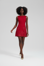 Robe Sans Manches Fleurs 3D Encolure Ronde - L'Élégance Sculptée
