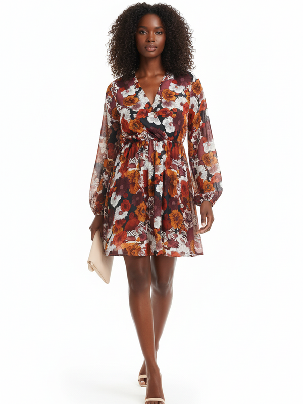 La Robe qui Raconte une Histoire — Florale Bohème Manches Bouffantes