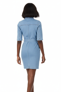 Robe en Jean Zippée à Manches Courtes — Style Urbain Chic
