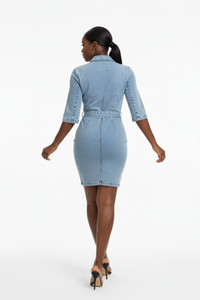 Robe en Jean Zippée à Manches Courtes — Style Urbain Chic