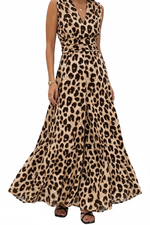 Combinaison & Robe Léopard – Col en V & Taille Froncée | Silhouette-Chic