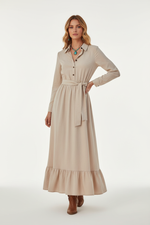 Robe Longue Ceinture à Nouer Volants - Fluidité & Romantisme Élégant | Silhouette-Chic