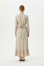 Robe Longue Ceinture à Nouer Volants - Fluidité & Romantisme Élégant | Silhouette-Chic