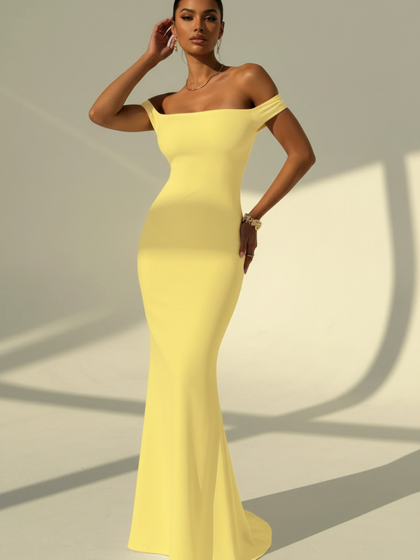Robe Longue Sirène Dos Ouvert Épaules Découvertes Ajustée | Silhouette-Chic
