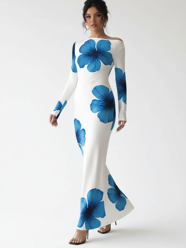 Robe Maxi Imprimé Floral Épaule Asymétrique - Élégance Bohème Estivale | Silhouette-Chic