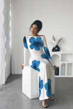 Robe Maxi Imprimé Floral Épaule Asymétrique - Élégance Bohème Estivale | Silhouette-Chic