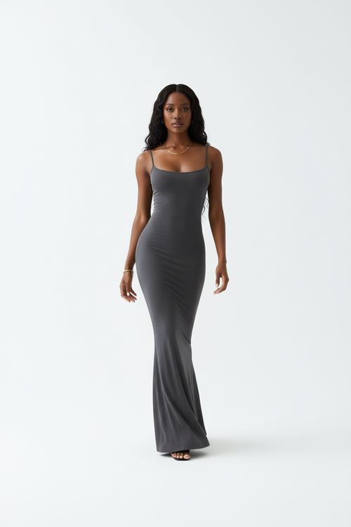 Robe Maxi Ajustée Bretelles Spaghetti - La Silhouette Parfaite | Silhouette-Chic