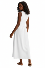 La Robe Intemporelle — Midi Sans Manches Col V Boutons Lin