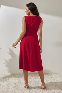 Robe Midi Sans Manches Détails Perles - L'Élégance Raffinée | Silhouette-Chic
