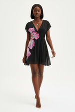 Robe Mini Imprimée à Manches Courtes - L'Élégance Imprimée