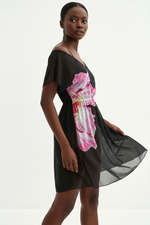 Robe Mini Imprimée à Manches Courtes - L'Élégance Imprimée