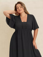 Robe Maxi Boho à Volants Grande Taille Manches Papillon - L'Élégance Bohème | Silhouette-Chic