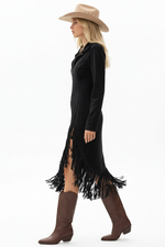 Figurbetontes Plus-Size-Kleid mit Fransen und Reißverschluss