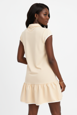 Robe Manches Courtes Zip Devant Ourlet À Volants | Silhouette-Chic