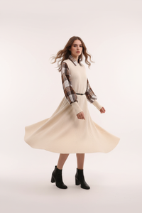 Robe Pull à Carreaux Manches Longues avec Ceinture - Chic & Confort | Silhouette-Chic