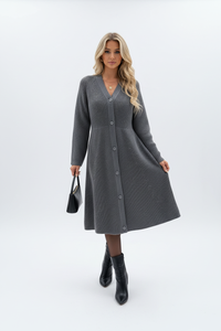 Robe Pull Tricot Boutonnée - Confort Élégant Automne-Hiver S-XL