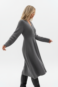 Robe Pull Tricot Boutonnée - Confort Élégant Automne-Hiver S-XL