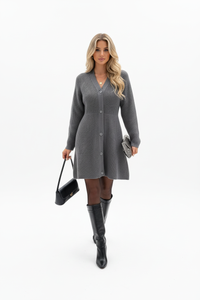 Robe Pull Tricot Boutonnée - Confort Élégant Automne-Hiver S-XL