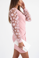 Robe Moulante Manches Mesh Appliqués Floraux - Romantisme & Glamour | Silhouette-Chic