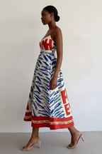  Robe midi imprimé sardines Black-Coat - vue de profil révélant la silhouette fluide et les détails du motif poisson