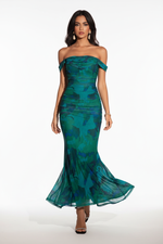 Robe Sirène Florale Épaules Dénudées Froncée - Soirée Glamour | Silhouette-Chic