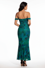Robe Sirène Florale Épaules Dénudées Froncée - Soirée Glamour | Silhouette-Chic