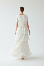 Robe Étagée Encolure Crantée Manches Courtes - Élégance Décontractée Féminine | Silhouette-Chic