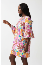 La Robe qui Sent les Vacances — Tunique Florale Tropicale Manches Évasées | Silhouette-Chic